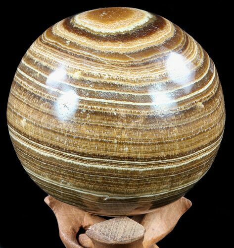 Polished, Banded Aragonite Sphere - Morocco #56995